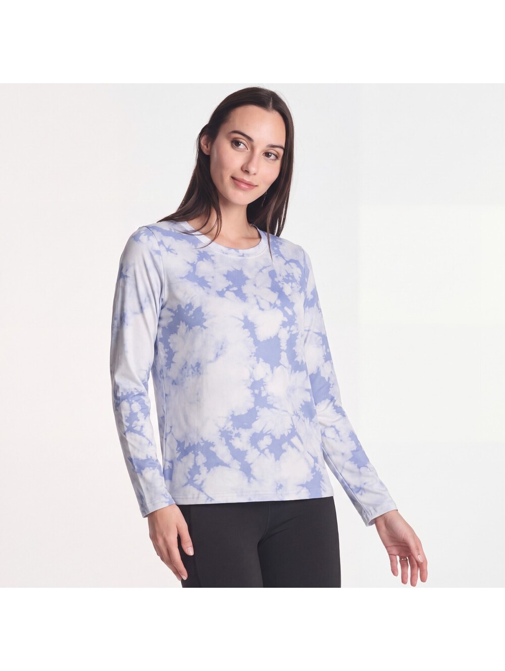 Real Essentials Womens Dry Fit Cloud Tie Dye Long Sleeve Athletic Top Small NWOT